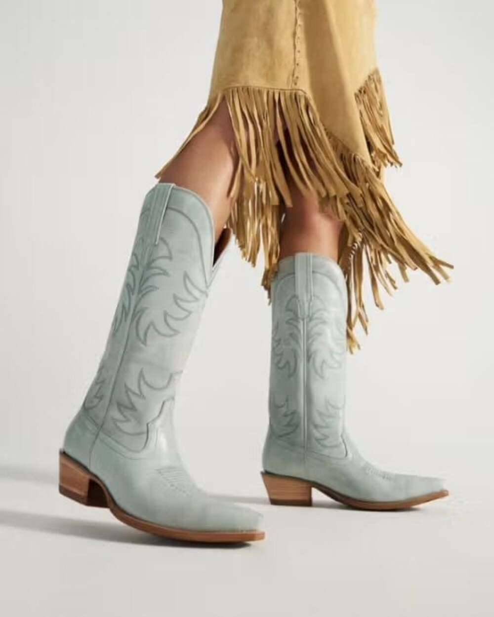 Tecovas The Annie Slate Blue Leather Tall Western Cowboy Boots Sz 8.5B - Picture 2 of 12